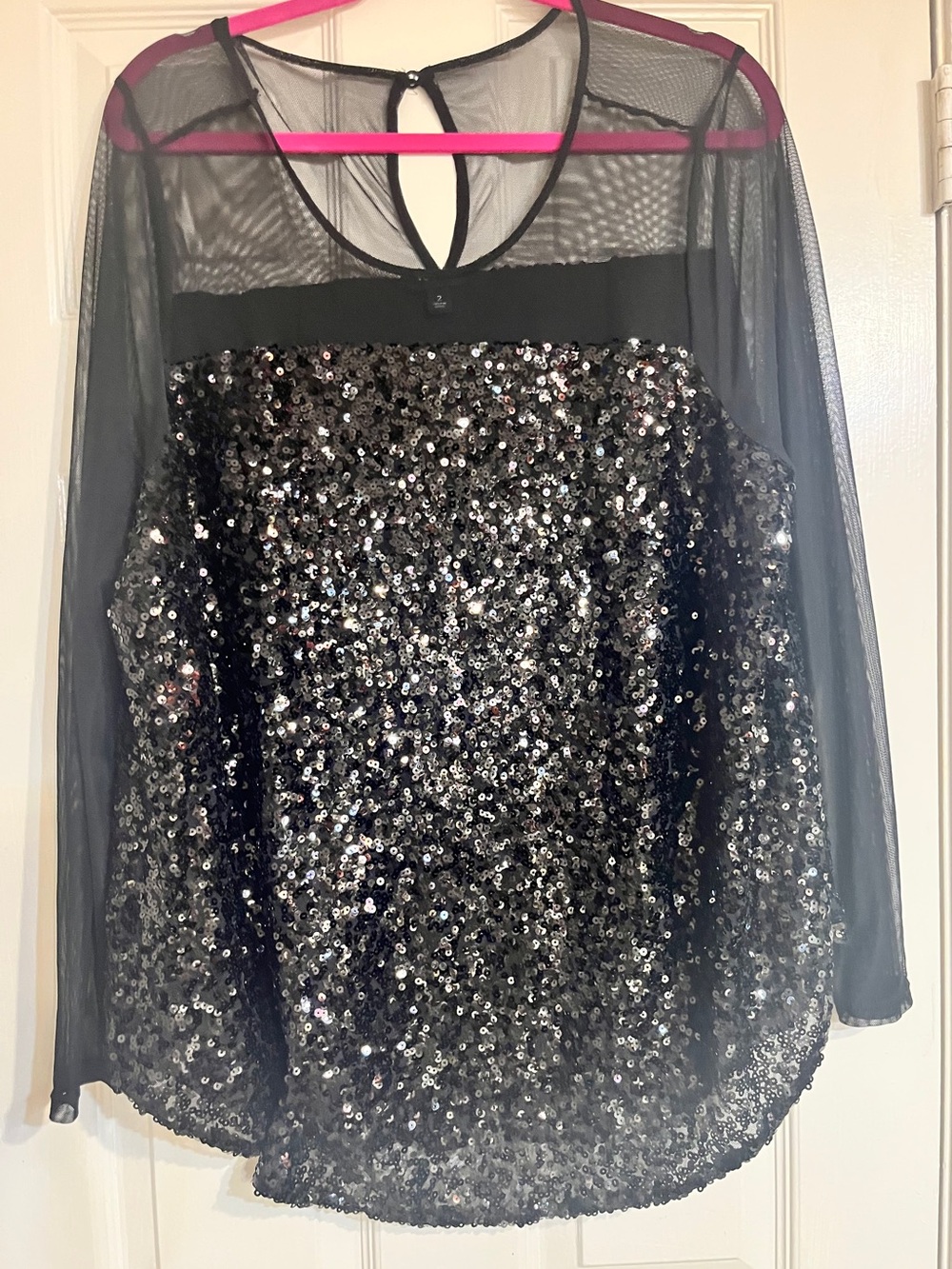 torrid Black Sequin & Mesh Long-Sleeve Party Top